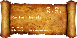 Radler Hannó névjegykártya